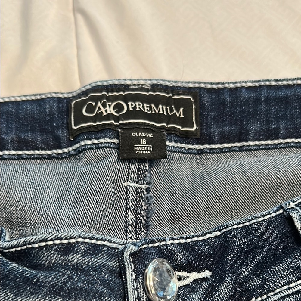 Cato Women's Boot Cut Blue Jeans with Bling - Picture 3 of 6